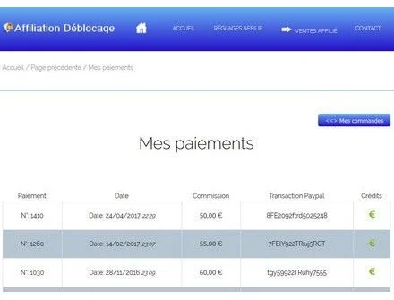 Historique des paiements